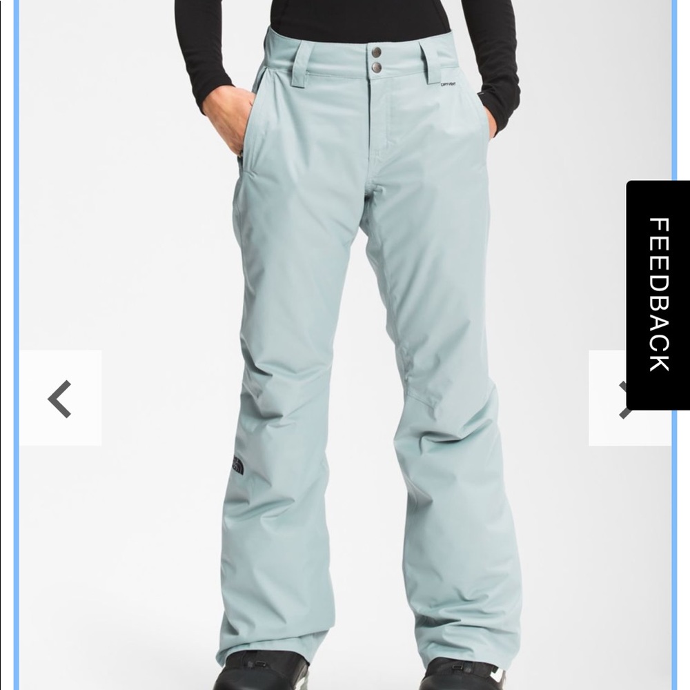 Practically new women’s Northface Sally snowpants in silver blue